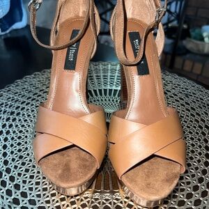 White House Black Market Tan Heeled Sandals